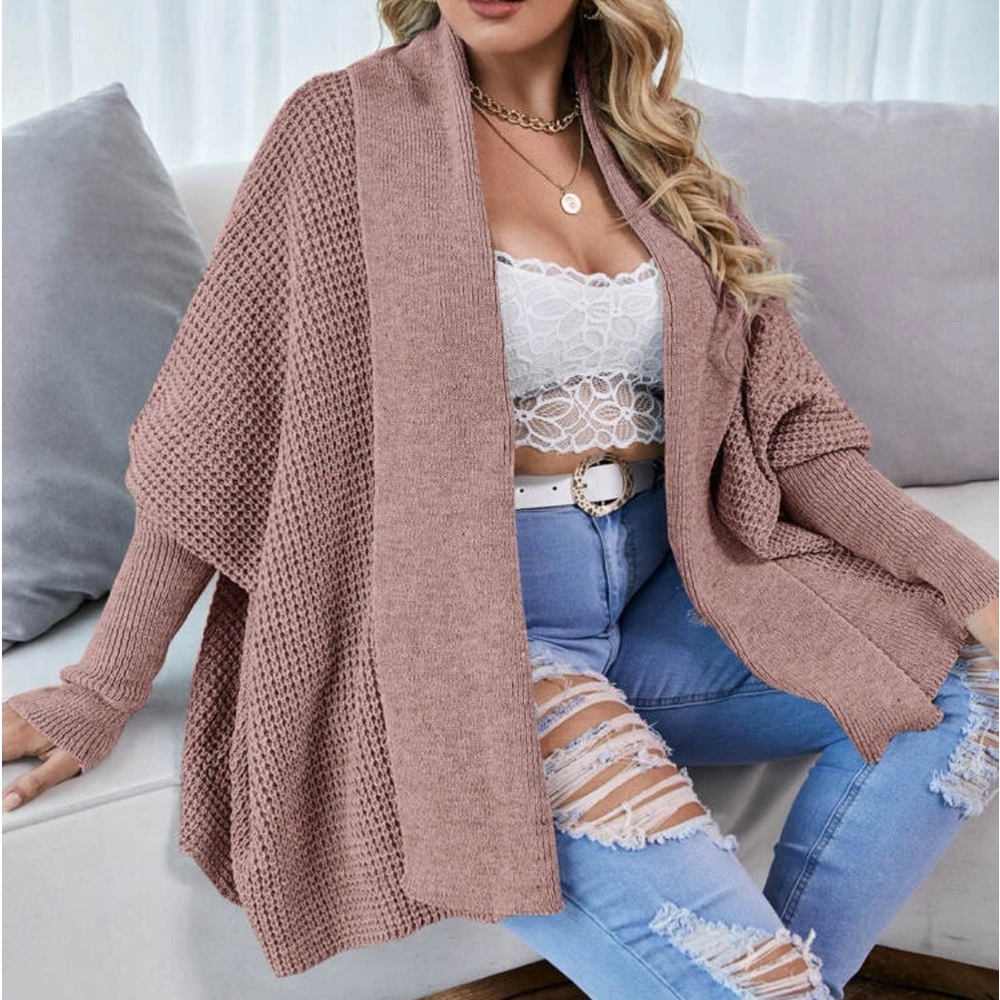Comfy Plus Size Open Front Shawl Sweater Cardigan - Picture 1 of 5